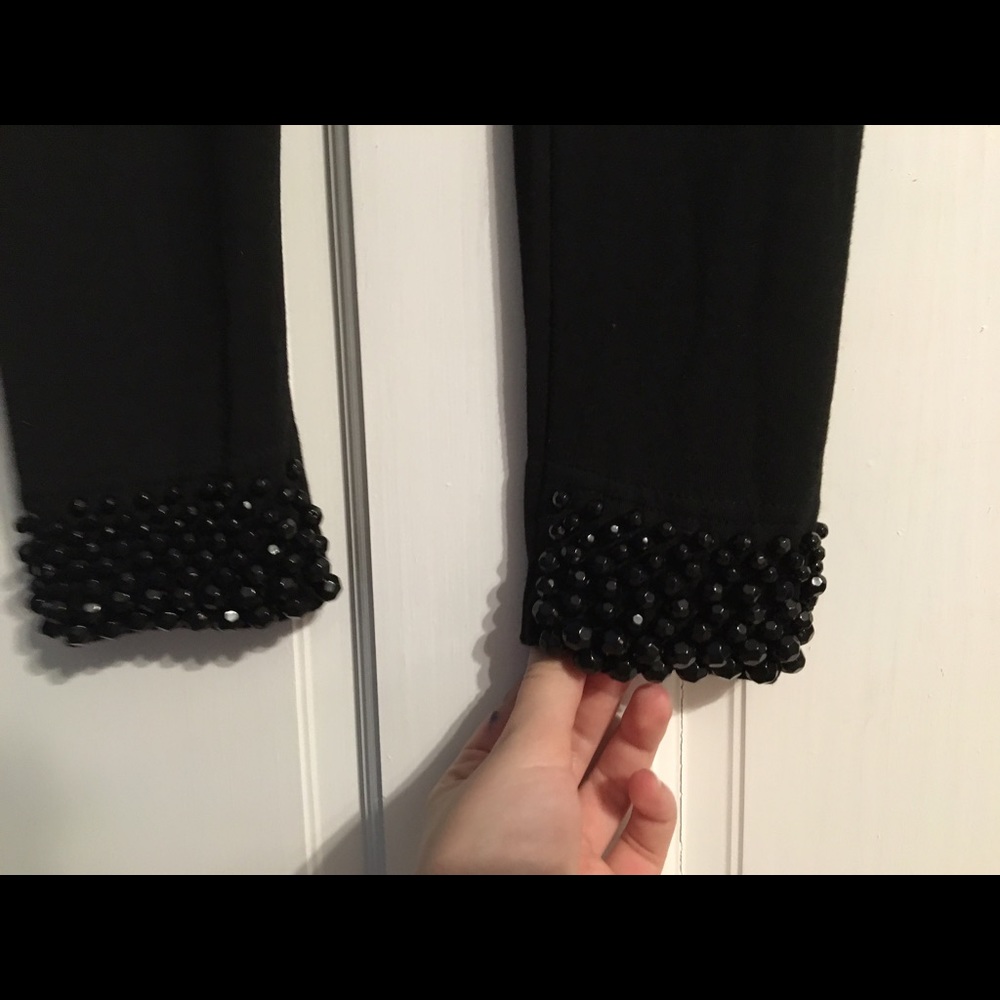 Beaded Black Leggings